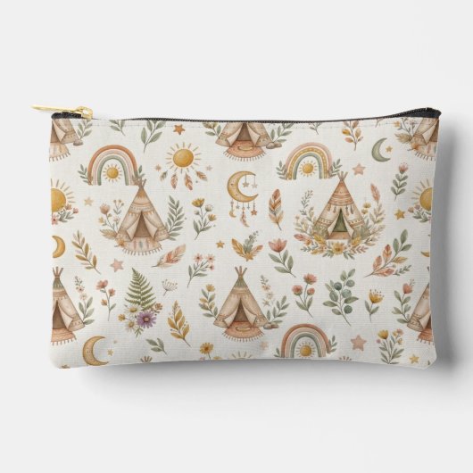 Boho Watercolor Regenboog Multi-Purpose Ritssluiti Etui (Voorkant)