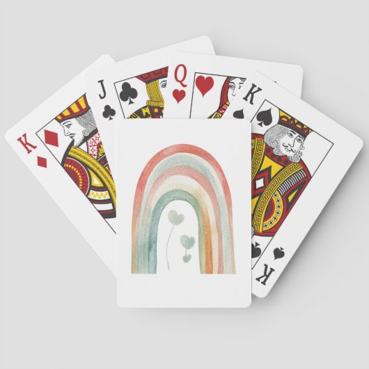 Boho Watercolor Regenboog Pokerkaarten (Achterkant)