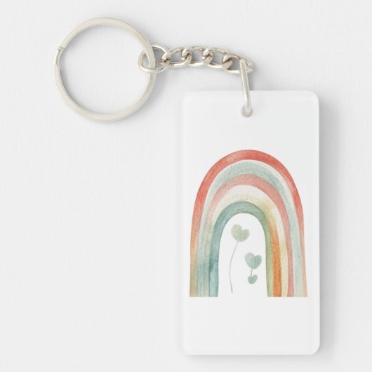 Boho Watercolor Regenboog Sleutelhanger (Voorkant)