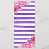 Boho Watercolor Roze Rozen Trouw Menu (Achterkant)