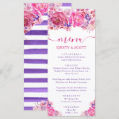 Boho Watercolor Roze Rozen Trouw Menu (Voorkant / Achterkant)