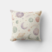 Boho Watercolor Ruimte & Planeten Naadloos Patroon Kussen (Voorkant)