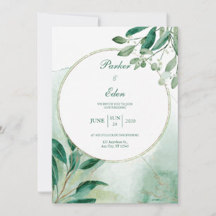 Boho Watercolor Salie Groene Cirkel Frame Kaart
