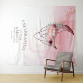 Boho Watercolor Stof Roze Hemels Wandkleed (In Situ (horizontaal))