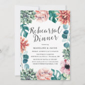 Boho Watercolor Succulenten Oefen Diner Kaart (Voorkant)