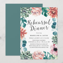 Boho Watercolor Succulenten Oefen Diner Kaart