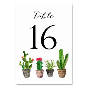 Boho Watercolor Succulenten Tafelkaart 16 Kaart