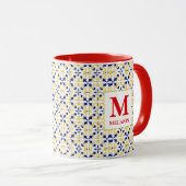 Boho Watercolor Tile Mug – Custom Name & Monogram Mok (Voorkant rechts)