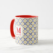 Boho Watercolor Tile Mug – Custom Name & Monogram Mok (Voorkant links)
