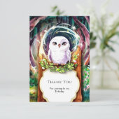 Boho Watercolor Uil Verjaardag Bedankkaart (Staand voorkant)