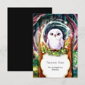 Boho Watercolor Uil Verjaardag Bedankkaart (Voorkant / Achterkant)