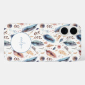 Boho Watercolor Veer Bloemstuk Persoonlijk Case-Mate iPhone Case (Achterkant (horizontaal))