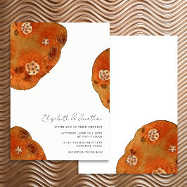Boho Watercolor Verbrand Oranje Eenvoudige Trouwda Kaart