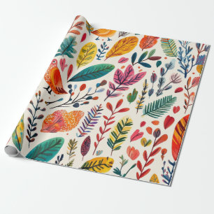 Boho Watercolor Vogels – Artistieke Natuur-Inspira Cadeaupapier