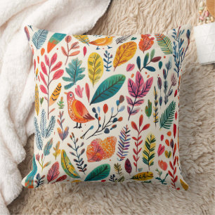 Boho Watercolor Vogels – Artistieke Natuur-Inspira Kussen