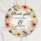 Boho Watercolor Warme Bloemige Herfst Bruiloft Dan Bedankjes Labels (Voorkant)