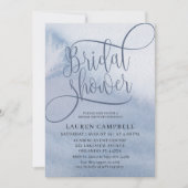 Boho Watercolor Wash Stofblauw Bruidsdouche Kaart (Voorkant)
