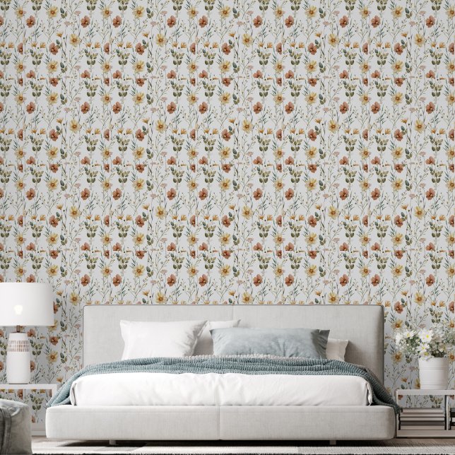 Boho Watercolor Wilde Bloem Behang (Creator heeft geüpload)