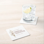 Boho Watercolor Wilde Bloem Bruids Bruiloft Onderz Kartonnen Onderzetters (Insitu)