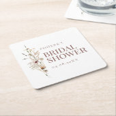 Boho Watercolor Wilde Bloem Bruidsfeest Onderzett Kartonnen Onderzetters (Schuin)