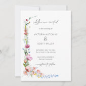 Boho Watercolor Wilde Bloem Calligrafie Bruiloft Kaart (Voorkant)