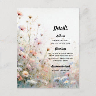 Boho Watercolor Wilde Bloem Florale Personaliseer Informatiekaartje
