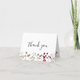 Boho Watercolor Wilde Bloemen Bedankkaart