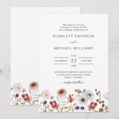 Boho Watercolor Wilde Bloemen Bruiloft Kaart (Voorkant / Achterkant)