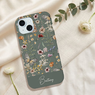 Boho Watercolor Wilde Bloemen iPhone 15 Case