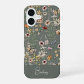 Boho Watercolor Wilde Bloemen iPhone 16 Hoesje (Achterkant)