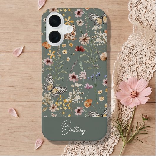 Boho Watercolor Wilde Bloemen iPhone 16 Hoesje