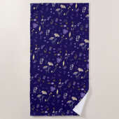 Boho Watercolor Wilde Bloemen Navy Strandlaken (Voorkant)