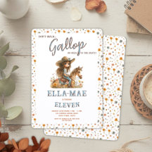 Boho Watercolor Wilde Bloemen Paard Meisje Verjaar