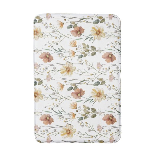 Boho Watercolor Wildflower Badmat (Voorkant Verticaal)