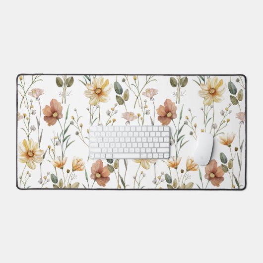 Boho Watercolor Wildflower Bureaumat (Keyboard & Muis)