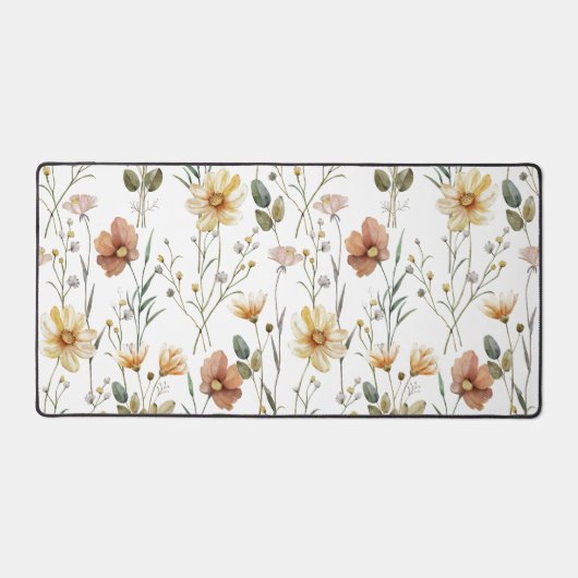 Boho Watercolor Wildflower Bureaumat (Voorkant)