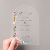 Boho Watercolor Wildflower Calligraphy Wedding Acryl Uitnodigingen (Insitu (Draagbaar))