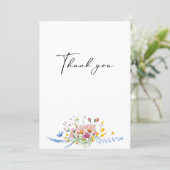 Boho Watercolor Wildflower Calligraphy Wedding Bedankkaart (Staand voorkant)