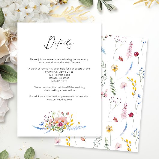 Boho Watercolor Wildflower Calligraphy Wedding Informatiekaartje