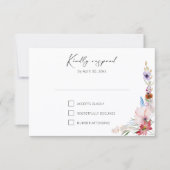 Boho Watercolor Wildflower Calligraphy Wedding RSVP Kaartje (Voorkant)