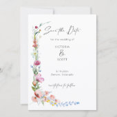 Boho Watercolor Wildflower Calligraphy Wedding Save The Date (Voorkant)