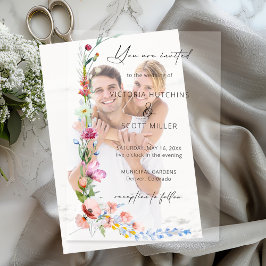 Boho Watercolor Wildflower Calligraphy Wedding Vellum Uitnodigingen