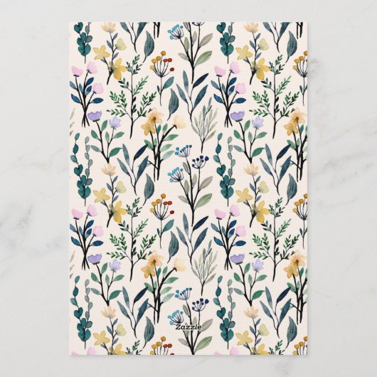 Boho Watercolor Wildflower Couples Baby Shower  Kaart (Achterkant)