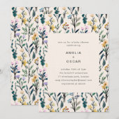 Boho Watercolor Wildflower Couples Baby Shower  Kaart (Voorkant / Achterkant)