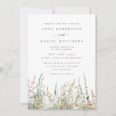 Boho Watercolor Wildflower Field Wedding Kaart (Voorkant)