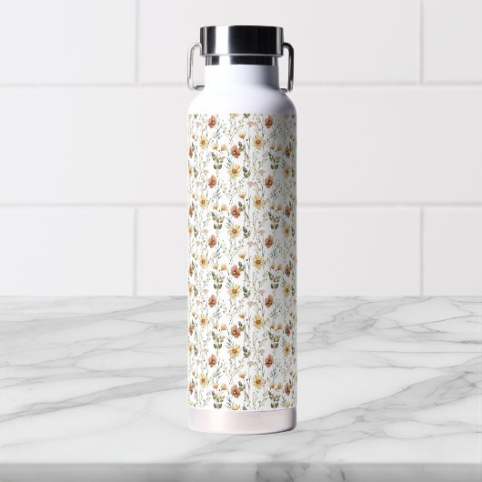 Boho Watercolor Wildflower Water Bottle Waterfles