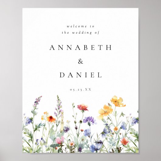Boho Watercolor Wildflower Wedding Welcome Poster (Voorkant)