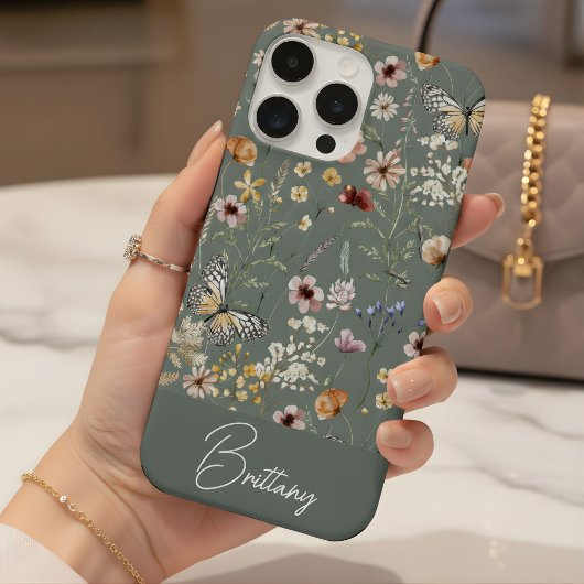 Boho Watercolor Wildflowers Pattern  iPhone Hoesje