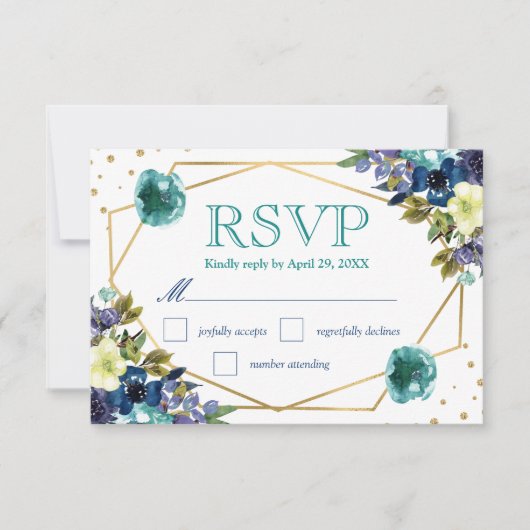 Boho Watercolor Winter Bloemen Bruiloft RSVP Kaartje (Voorkant)