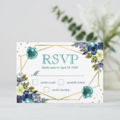 Boho Watercolor Winter Bloemen Bruiloft RSVP Kaartje (Staand voorkant)